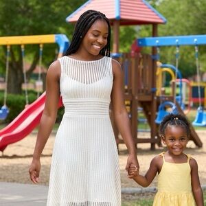 Elegant Cream Sleeveless Dress